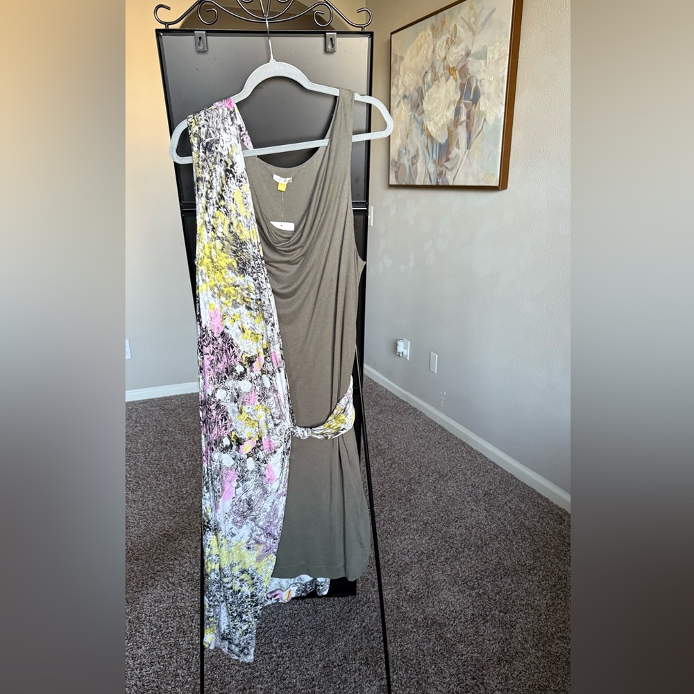 Leifsdottir Olive Dress with Floral Accent